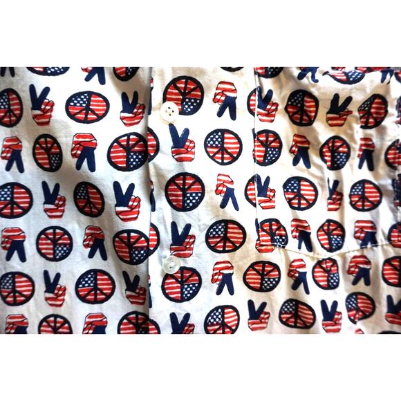 Peace Sign Shirt Hippie Button Down 1960's 1970's Mens Size L Royal Tailors - Picture 3 of 6